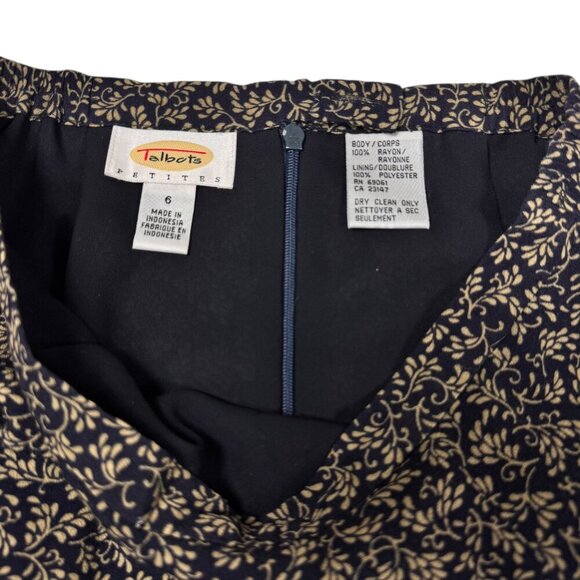 VTG 90s Talbots Dark Floral Midi Skirt Sz.6 Black Y2K Whimsigoth Boho Fairy - Picture 4 of 9